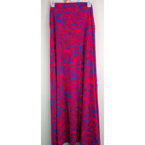 LuLaRoe Maxi Skirt Women's XL Blue Pink Geometric - Picture 1 of 6